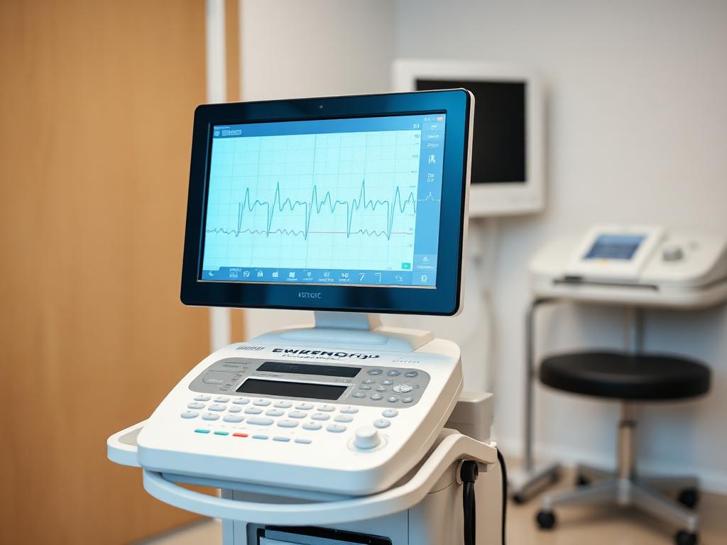 Equipo de electrocardiograma moderno en consultorio